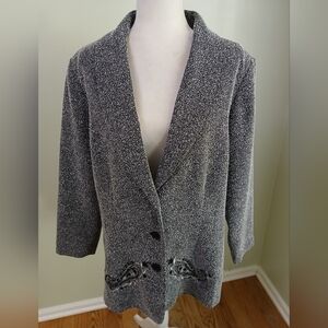 Coldwater Creek 3 Button Embroidered Beaded Blazer